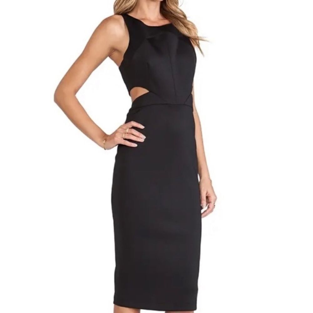 Hunterbelle Scuba Cut Out Midi Body Con Dress - Picture 2 of 8
